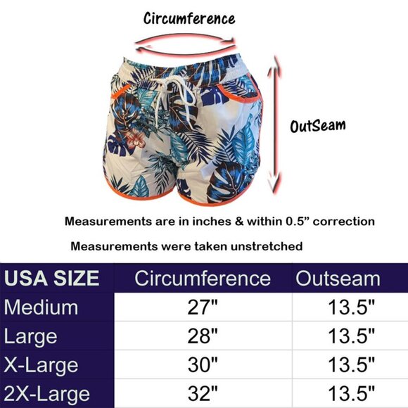 Beach Shorts, Junior Girls Bathing Trunks, Leaf Print Style 2 - Picture 3 of 4